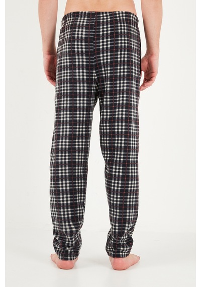Buratti Lastikli Bel Düz Paça Yumuşak Dokulu Polar Pijama Altı Erkek Pijama Altı 6098001 Siyah-bordo