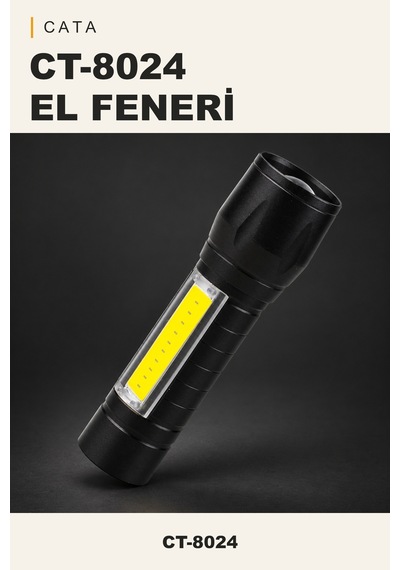 Cata Ct-8024 Flaşörlü Mini Polis El Feneri 3 Fonksiyonlu Siyah