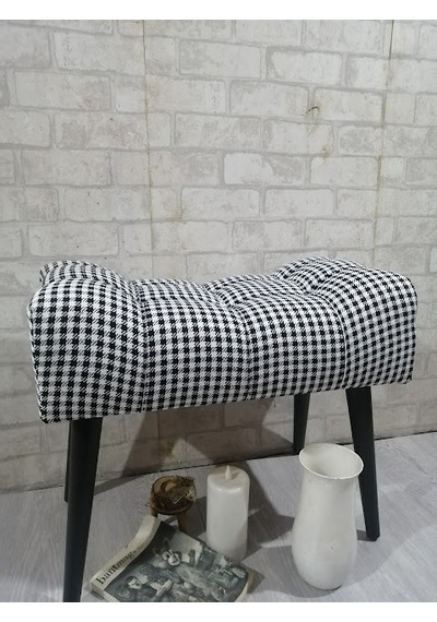 Puf ,siyah-beyaz ,puf Kazayağı Keten Kumaş ,siyah Ayak ,çima Diki