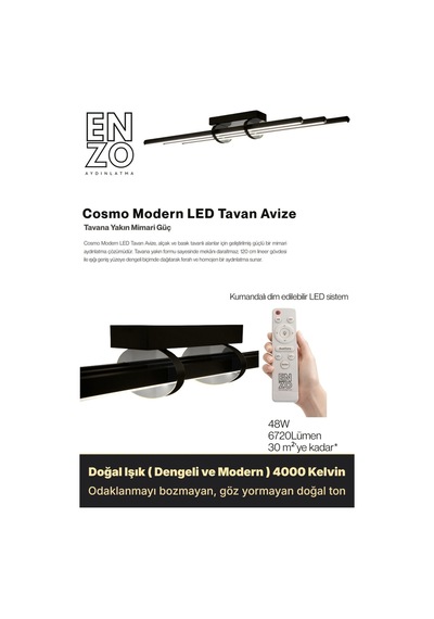 Cosmo Silver Led Tavan Avize Kumandalı Dim Edilebilir Aşağı Işık Doğal Işık