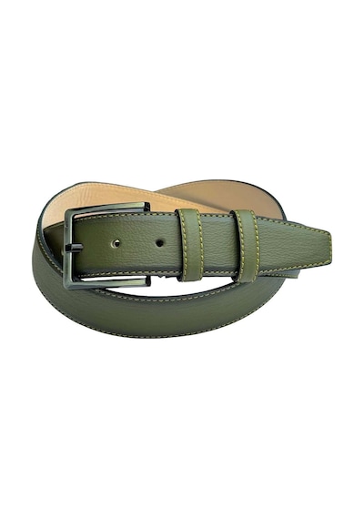 Süzer Deri 4 Cm. Klasik Suni Deri Dikişli Model Erkek Kemer Haki Yeşil