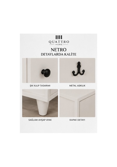 Netro Geniş Vestiyer Beyaz