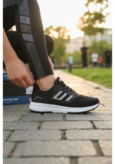 Enoch Erkek Spor Ayakkabı Memory Foam Tabanlı Sneaker Fileli Koşu Ve Yürüyüş Modeli Siyah