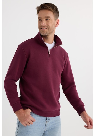 Tudors Unisex Relax Fit Rahat Kesim Pamuklu İçi Polarlı Yarım Fermuarlı Bordo Dik Yaka Sweatshirt-35165 Bordo Tudors Unisex Relax Fit Rahat Kesim Pamuklu İçi Polarlı Yarım Fermuarlı Bordo Dik Yaka Sweatshirt-35165 Bordo