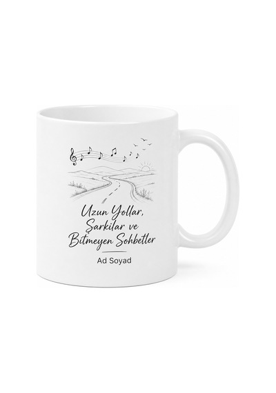 Yol Arkadaşıma Uzun Yollar Şarkılar Ve Bitmeyen Sohbetler Kupa Hediye Beyaz / Çok Renkli