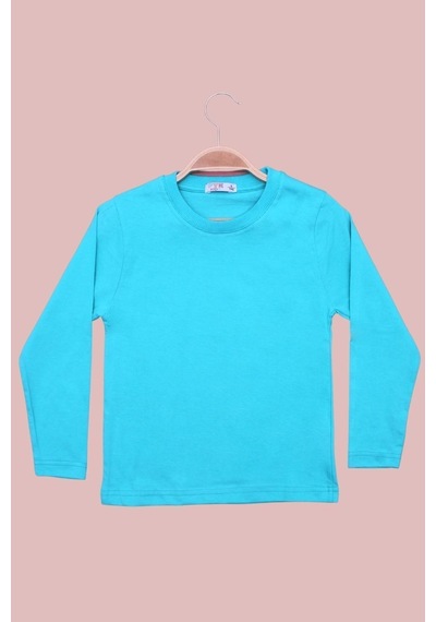 Fyk Kids Düz Basic Unisex Sweatshirt Turkuaz