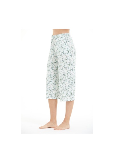 Lılac Kadın %100 Viskon Çiçek Desenli Pijama Altı Capri Mint Mint