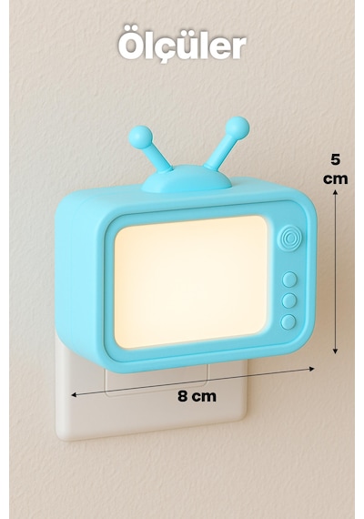 Gece Lambası Eski Tv Tip 2 Mod Sarı-beyaz Işık Tuşlu Koridor Hol Işığı Uyuma Işığı Turkuaz Gc04 Mavi