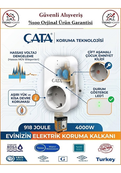 Cata Akım Korumalı Priz - 4000w - 918 Joule Yok