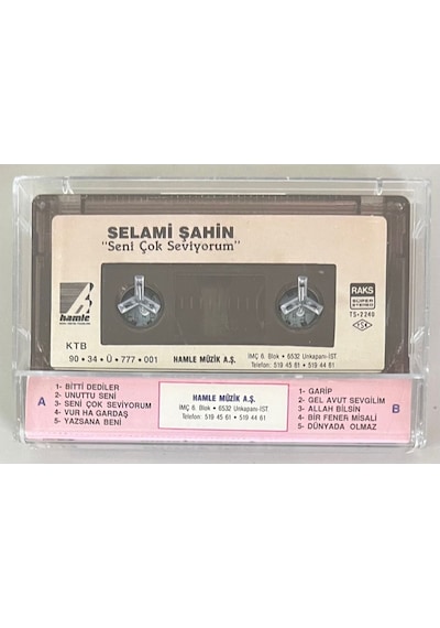 Selami Şahin Seni Çok Seviyorum Kaset Orjinal Dönem Kağıt Baskı 2.el