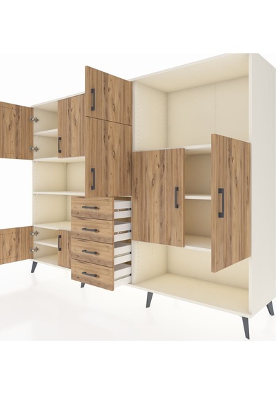 Hyperion Dolap 10 Raflı 4 Çekmeceli 8 Kapaklı 220x44x163 Aytaşı-ç Aytaşı-çam