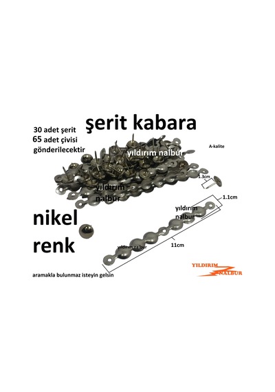 Şerit Kabara Nikel Renk 30 Adet Raptiye Çivi Koltuk Çivisi Kutu K