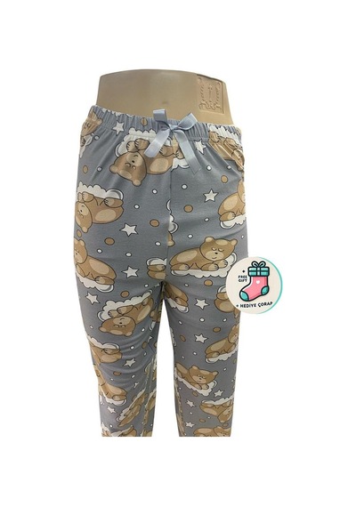 Lüx Unisex Mikro Süet Cepsiz Pijama Altı Tek Alt S4 - Çorap Hediy Gri
