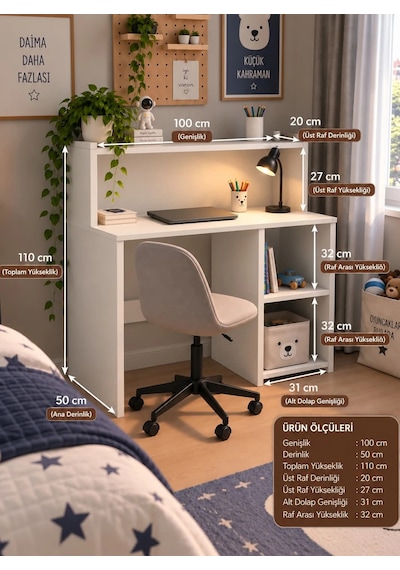 %100 Mdf Çalışma Masası Kitaplıklı Raflı Bilgisayar Ve Ders Çalışma Masası 100 Cm Beyaz %100 Mdf Çalışma Masası Kitaplıklı Raflı Bilgisayar Ve Ders Çalışma Masası 100 Cm Beyaz