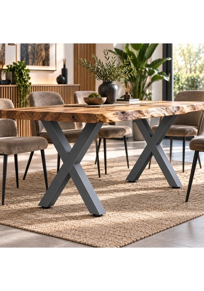 Evkolleksiyon X Tipi Metal Masa Ayağı 2 Li Takım 72x60 Cm 60x60 Profil Antrasit