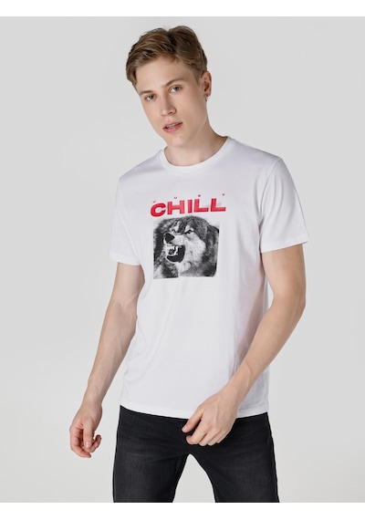 Colin's Colins Regular Fit Bisiklet Yaka Baskılı Beyaz Erkek Kısa Kol Tişört Cl1064710 Beyaz