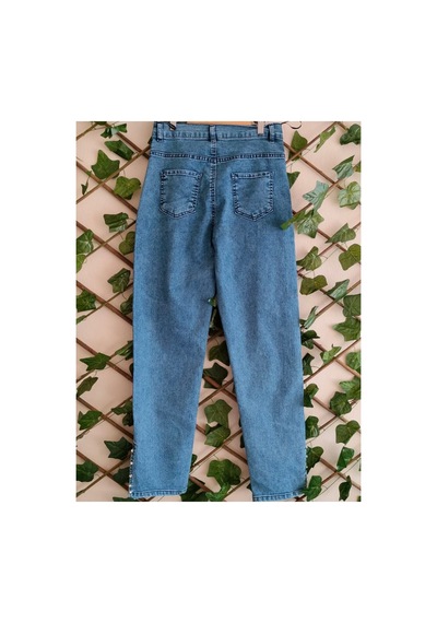 Çınar Boutique Paçası Taşlı Kot Pantolon Mavi Mavi