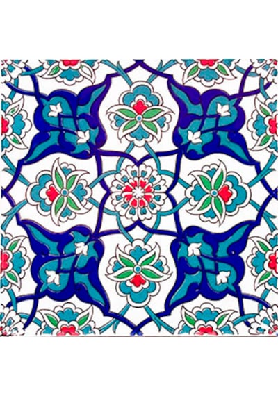 Armada Çini 20x20 Cm Ac 27 Kütahya Çini Rumi Desenli İznik Çini K