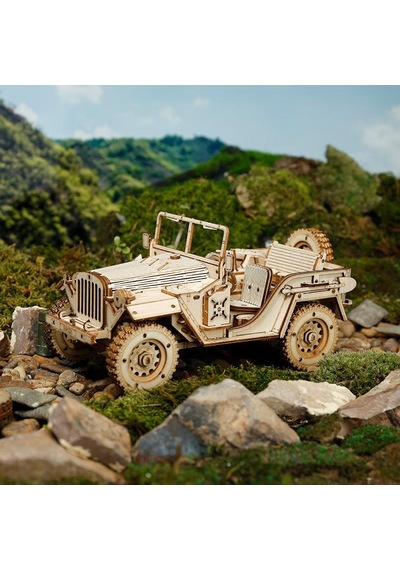 Rokr Mc701 Asker Ordu Arabası Army Field Car Dıy Minyatür Maket Model Seti Ahşap 3d Wooden Puzzle 3d Model Kit Detaylı Dekoratif Hobi Seti Ahşap Maket