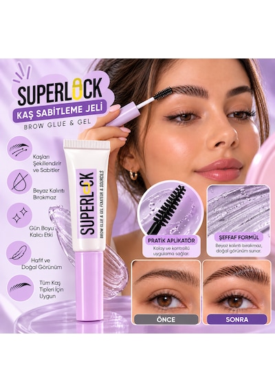 Superlock Şeffaf Kaş Sabitleyici Jel Güçlü Tutuşlu, Doğal Görünümlü Kaş Şekillendirici