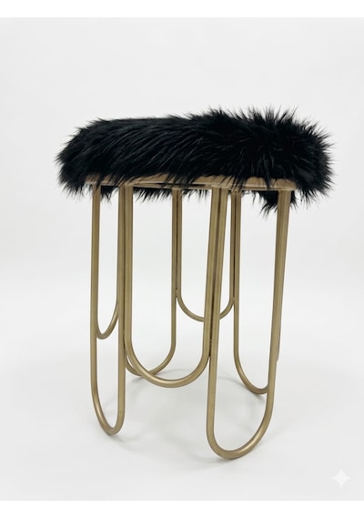 Peluş Kumaş Metal Puf Bonj
