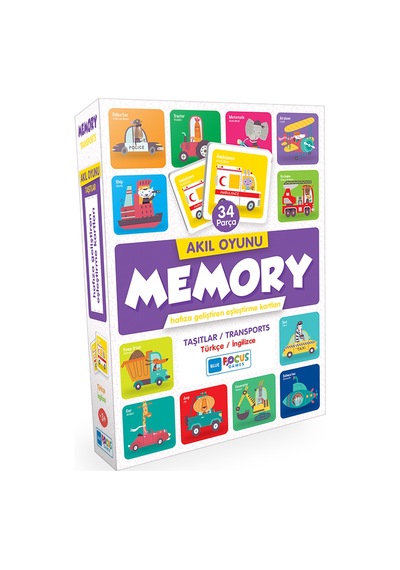 Akıl Oyunu Memory Kartlar Taşıtlar Türkçe/Ingilizce 34 Pa