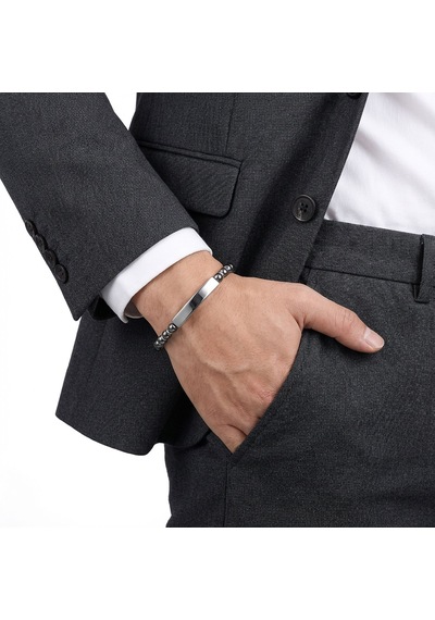 Premium Hematit Beyaz İsim Yazılabilir Ve Ayarlanabilir Çelik Zincir Bileklik 31832b29d9 - 23 Cm Gümüş