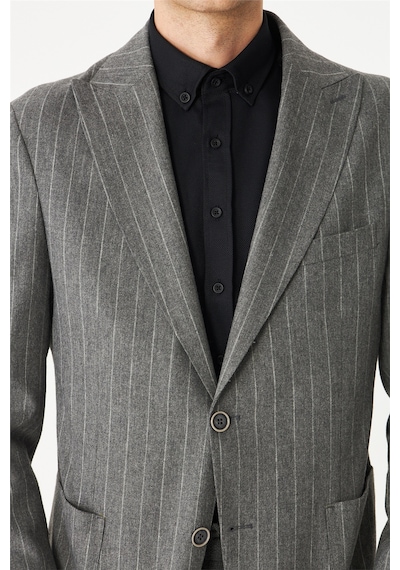 Gri Çizgili Spor Blazer Ceket Gri