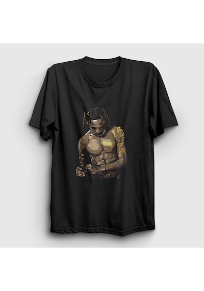 Presmono Unisex Astro Astroworld Travis Scott T-shirt Siyah
