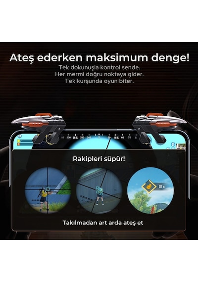 Polham Profesyonel Mobil Oyun Tetikleyici Hızlı Ateş, Nişan Almak İçin Tetik, Tüm Telefonlara Uyumlu