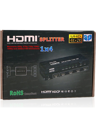 Dark 4K Ultrahd 1 Giriş 4 Çıkışlı Hdmı Splitter Sinyal Çoğaltıcı