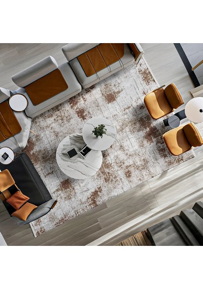 Bespoky Runner 5007a Soyut Salon Halısı Dijital Baskı Kaymaz Kahverengi