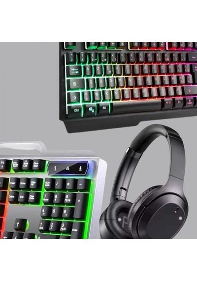 Işıklı Türkçe Q Klavye Ve Mouse Seti + Bluetooth 5.2 Type-c Kulaklık Oyuncu Paketi