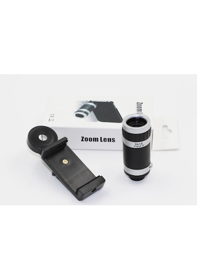 8x18 Zoom Teleskop Telefon Kamera Lensi Mini El Dürbünü Siyah
