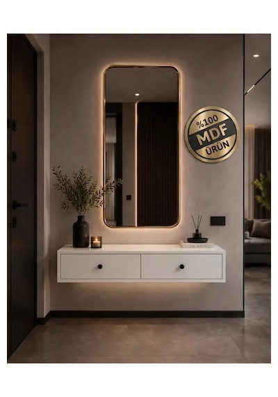 Modern Mdf Beyaz 2 Kapaklı Makyaj Masası - Dresuar