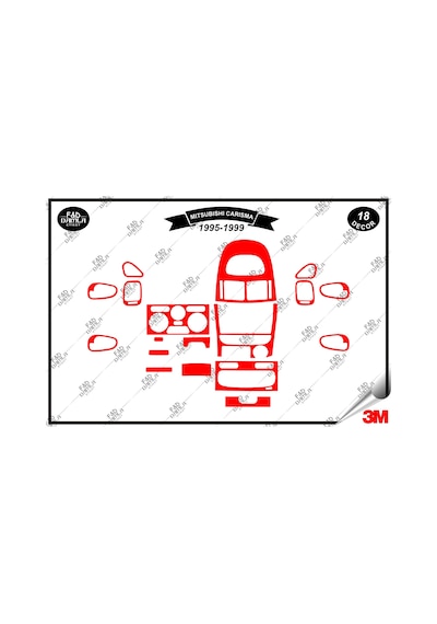Mitsubishi Carisma 1995-1999 Torpido Konsol Trim Göğüs Maun Kaplama Set 18 Parça Kırmızı