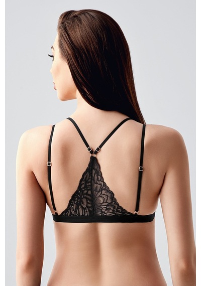 New Bra Sırt Tasarım Detay Dantelli Üçgen Bralet Siyah 8326