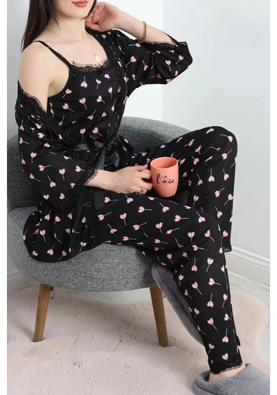 Seka Store Seka Pegasus Üçlü Pijama Takımı Pembeşeker - 66666.1287. Çok Renkli