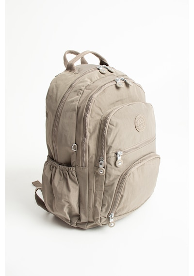 Özer -3013 Sanmorris Unisex Suya Dayanıklı Krinkıl Kumaş Çok Gözlü Orta Boy Laptop Okul Ve Sırt Çantası Kum