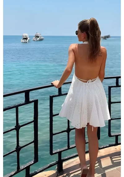 Fashion Cocktail Marilyn Monroe Fistolu Sırt Dekolte Bağcıklı Delikli Çan Etek Dalgalı Kloş Etek Yazlık Tatil Elbise Beyaz Fashion Cocktail Marilyn Monroe Fistolu Sırt Dekolte Bağcıklı Delikli Çan Etek Dalgalı Kloş Etek Yazlık Tatil Elbise Beyaz
