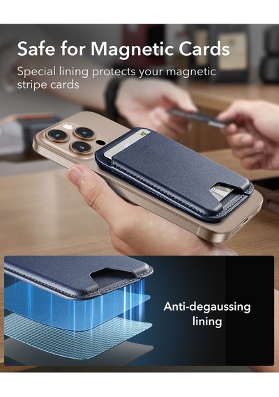 Halolock Vegan Leather Wallet Stand 5 Kartlık , Dark Blue Lacivert