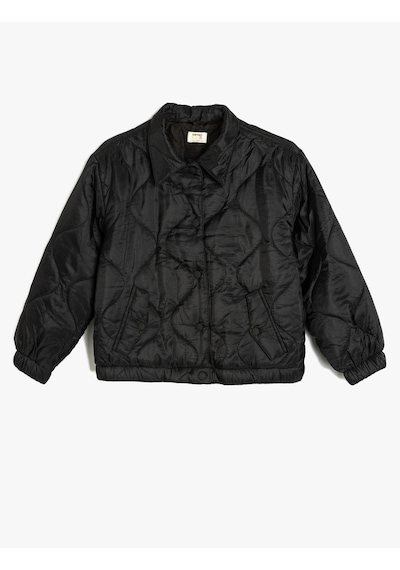 Koton Uzun Kollu Polo Yaka Kapitone Mont Siyah 5wkg20033aw Siyah