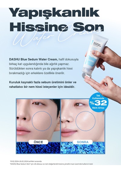 Dashu Blue Sedum Water Yağ ve Nem Dengesi Sağlayan Hyalüronik Asitli Yoğun Nemlendirici Krem