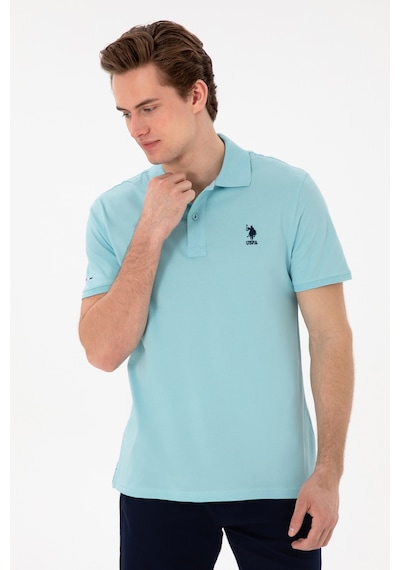 U.S. Polo Assn. Erkek Slim Fit Polo Yaka Aqua Basic Tişört 50298011-VR007