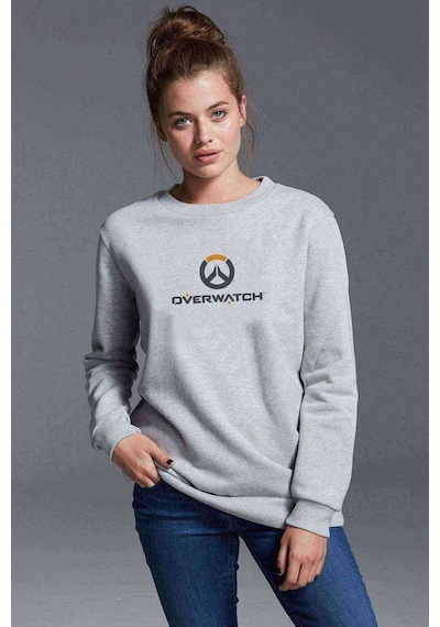 Icons Transparent Emblem Overwatch 2 Baskılı Gri Kadın Sweat