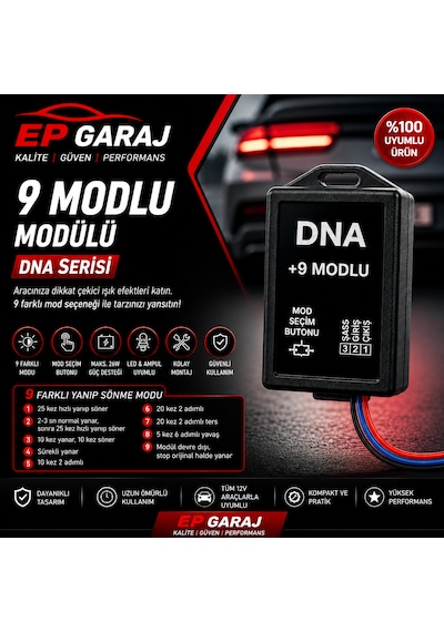 Dna 9 Modlu Çakar / Flaşör Modülü Dna Serisi Aracına Dikkat Çekici Işık Efekti Kat 0
