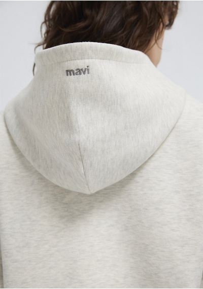 Mavi - Mavi Logo Nakış Detaylı Kapüşonlu Bej Sweatshirt 1s10532-85576 Bej