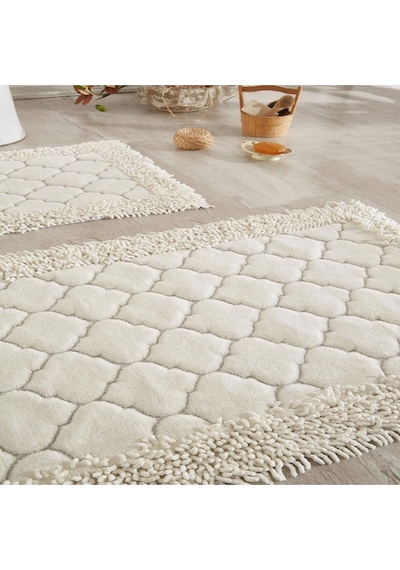 Cotton Special 2'li Pamuklu Klozet Takımı Krem Banyo Paspas Seti Klozet Takımı Renkli
