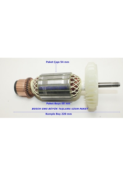 Bosch Uyumlu Tipi Gws 24-180 Endüvi Rotor Kollektör Uzun Paket