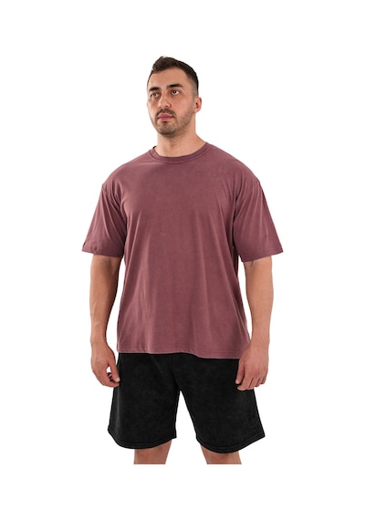 Kingsize Nutrition Kingsize Hard Work Antik Yıkamalı Oversize T-shirt Bordo Bordo